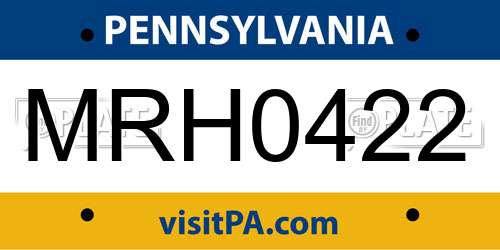 MRH0422 Pennsylvania License Plate