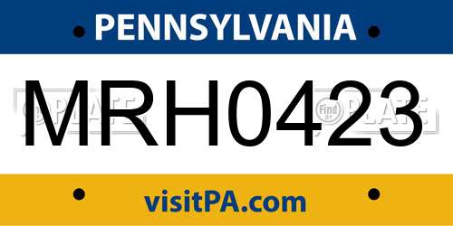MRH0423 Pennsylvania License Plate