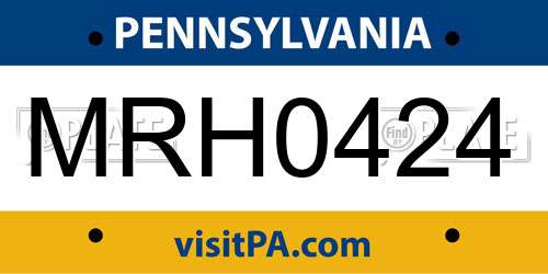 MRH0424 Pennsylvania License Plate