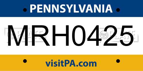 MRH0425 Pennsylvania License Plate