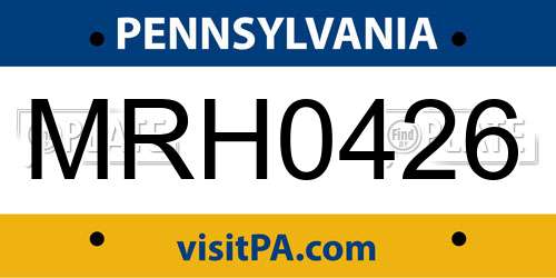 MRH0426 Pennsylvania License Plate