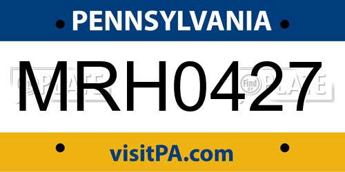 MRH0427 Pennsylvania License Plate