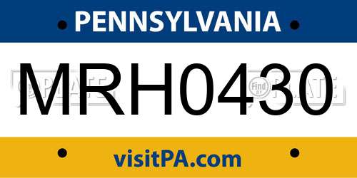 MRH0430 Pennsylvania License Plate