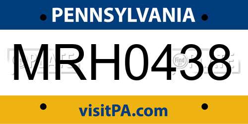 MRH0438 Pennsylvania License Plate