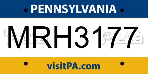 MRH3177 Pennsylvania License Plate