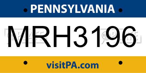 MRH3196 Pennsylvania License Plate