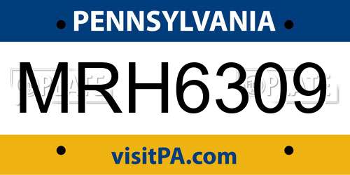 MRH6309 Pennsylvania License Plate
