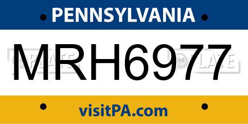 MRH6977 Pennsylvania License Plate
