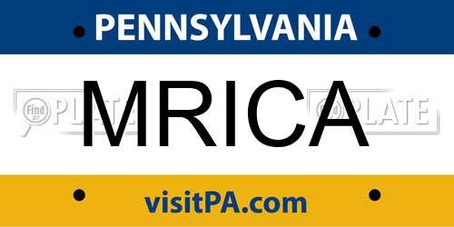 MRICA Pennsylvania License Plate