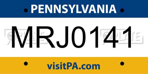 MRJ0141 Pennsylvania License Plate