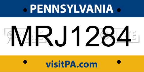 MRJ1284 Pennsylvania License Plate