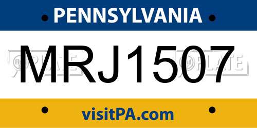 MRJ1507 Pennsylvania License Plate