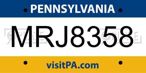 MRJ8358 Pennsylvania License Plate