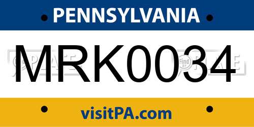 MRK0034 Pennsylvania License Plate