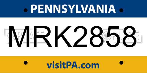MRK2858 Pennsylvania License Plate