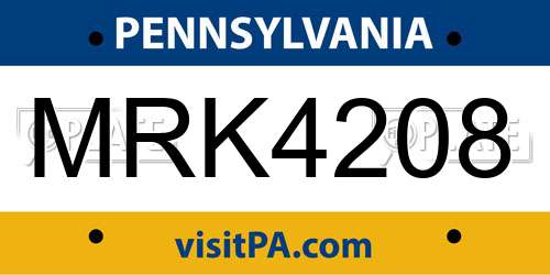 MRK4208 Pennsylvania License Plate