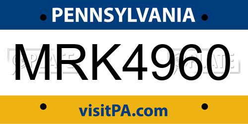 MRK4960 Pennsylvania License Plate