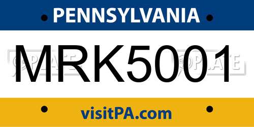 MRK5001 Pennsylvania License Plate