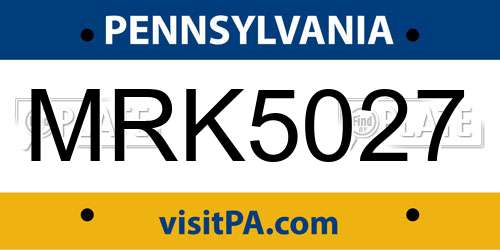 MRK5027 Pennsylvania License Plate