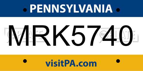 MRK5740 Pennsylvania License Plate