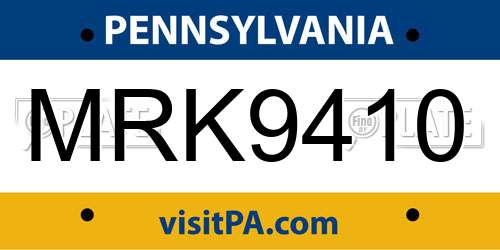 MRK9410 Pennsylvania License Plate