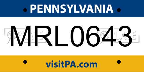 MRL0643 Pennsylvania License Plate