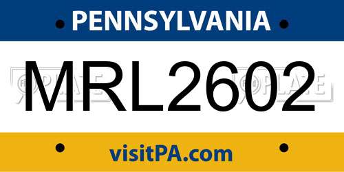 MRL2602 Pennsylvania License Plate