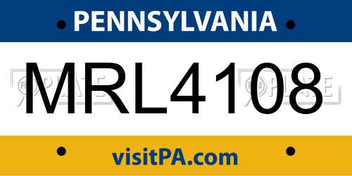MRL4108 Pennsylvania License Plate