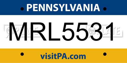 MRL5531 Pennsylvania License Plate