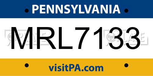 MRL7133 Pennsylvania License Plate