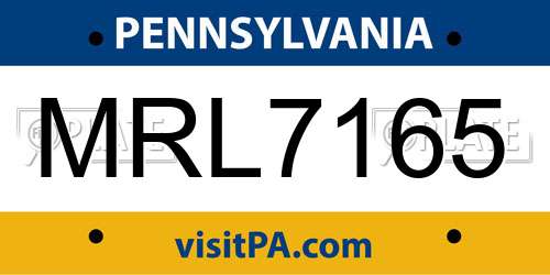 MRL7165 Pennsylvania License Plate