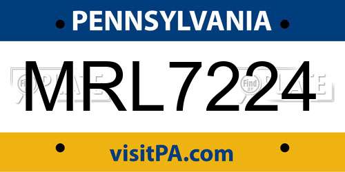 MRL7224 Pennsylvania License Plate