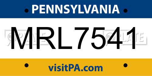 MRL7541 Pennsylvania License Plate