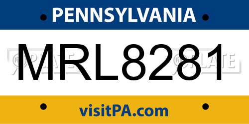 MRL8281 Pennsylvania License Plate