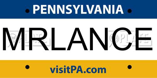 MRLANCE Pennsylvania License Plate