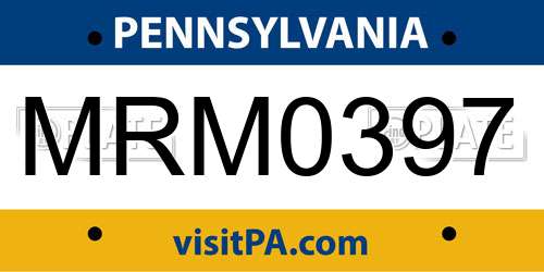MRM0397 Pennsylvania License Plate