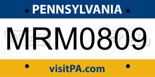MRM0809 Pennsylvania License Plate
