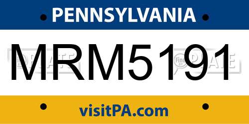 MRM5191 Pennsylvania License Plate