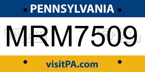 MRM7509 Pennsylvania License Plate