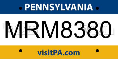 MRM8380 Pennsylvania License Plate