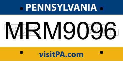 MRM9096 Pennsylvania License Plate