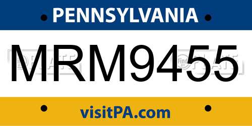 MRM9455 Pennsylvania License Plate