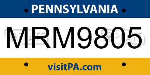 MRM9805 Pennsylvania License Plate