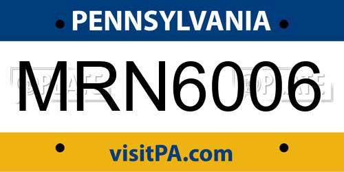 MRN6006 Pennsylvania License Plate