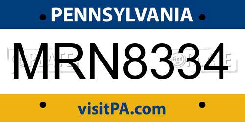 MRN8334 Pennsylvania License Plate