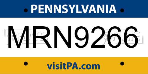 MRN9266 Pennsylvania License Plate