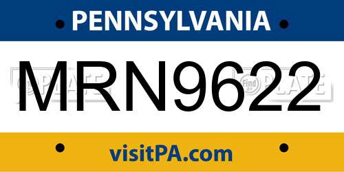 MRN9622 Pennsylvania License Plate