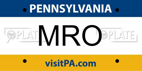 MRO Pennsylvania License Plate