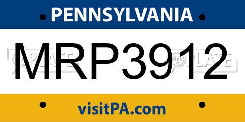 MRP3912 Pennsylvania License Plate