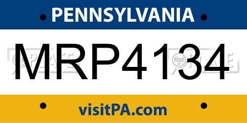 MRP4134 Pennsylvania License Plate